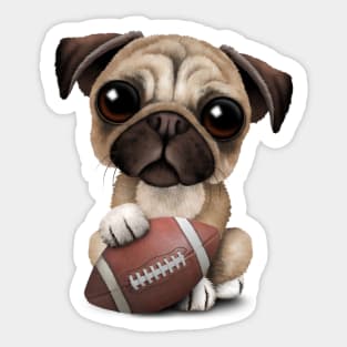 Cute Pug Puppy Dog Playing With Football Sticker